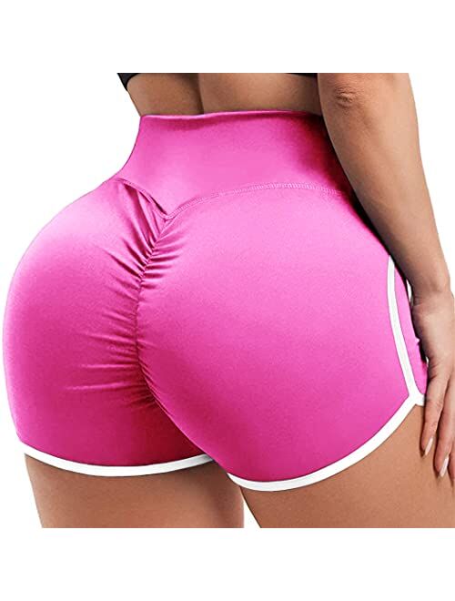 YOFIT Womens Sexy Ruched Butt Lifting Gym Shorts High Waisted Booty Yoga Shorts Workout Running Twerking Daisy Dukes Shorts