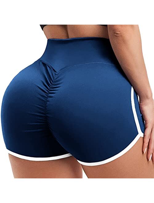 YOFIT Womens Sexy Ruched Butt Lifting Gym Shorts High Waisted Booty Yoga Shorts Workout Running Twerking Daisy Dukes Shorts