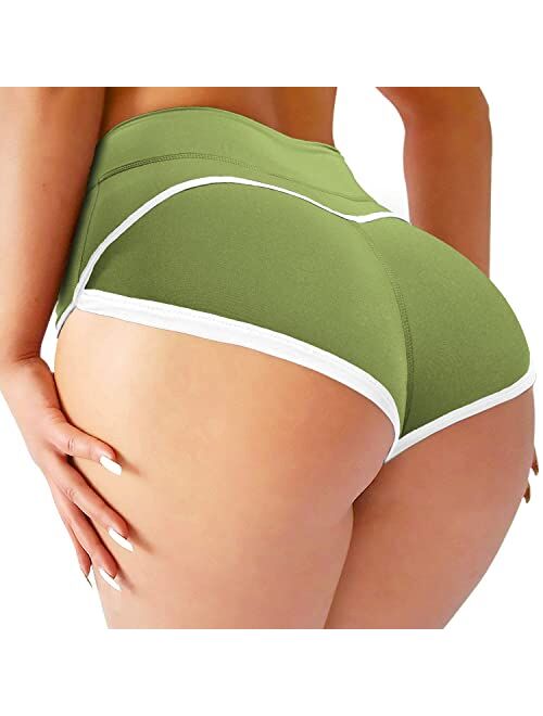 YOFIT Womens Sexy Ruched Butt Lifting Gym Shorts High Waisted Booty Yoga Shorts Workout Running Twerking Daisy Dukes Shorts