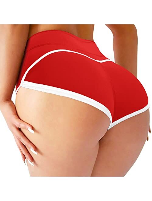 YOFIT Womens Sexy Ruched Butt Lifting Gym Shorts High Waisted Booty Yoga Shorts Workout Running Twerking Daisy Dukes Shorts