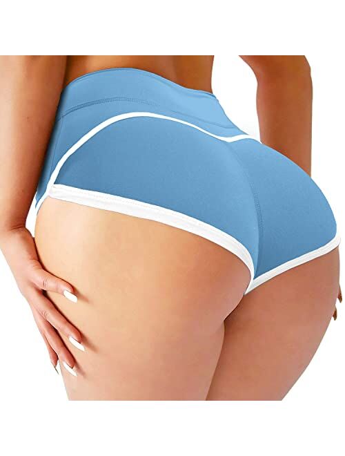 YOFIT Womens Sexy Ruched Butt Lifting Gym Shorts High Waisted Booty Yoga Shorts Workout Running Twerking Daisy Dukes Shorts