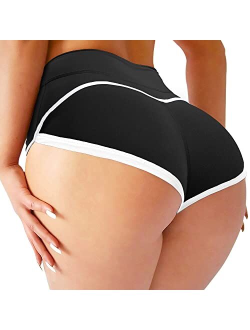 YOFIT Womens Sexy Ruched Butt Lifting Gym Shorts High Waisted Booty Yoga Shorts Workout Running Twerking Daisy Dukes Shorts