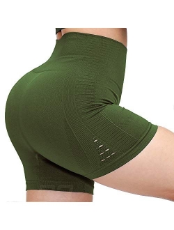 Women's Seamless Yoga Shorts High Waist Tummy Control Push up Running Elastic Shorts Compression Hot Pants