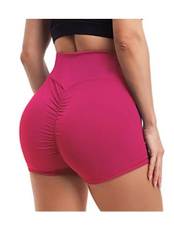 Women Yoga Shorts Ruched Booty High Waisted Gym Workout Shorts Butt Lifting Hot Pants