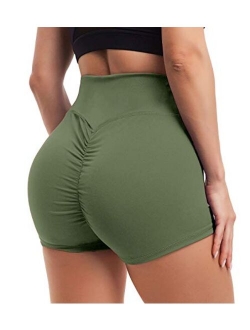 Women Yoga Shorts Ruched Booty High Waisted Gym Workout Shorts Butt Lifting Hot Pants