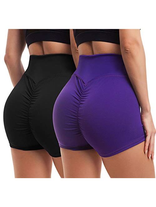 Booty Scrunch Shorts for Women Yoga Ruched Gym Workout High Waist
