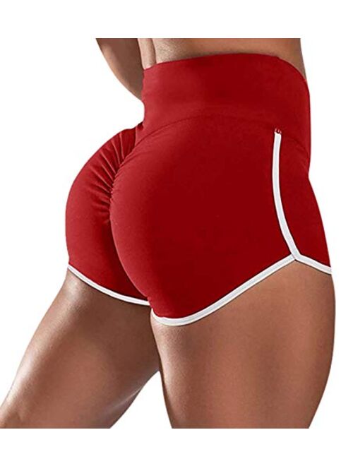 Women Yoga Shorts Ruched Booty High Waisted Gym Workout Shorts Butt Lifting Hot Pants