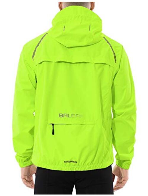 BALEAF Men's Cycling Running Jacket Waterproof Reflective Lightweight Windbreaker Windproof Bike Jacket Hooded Packable