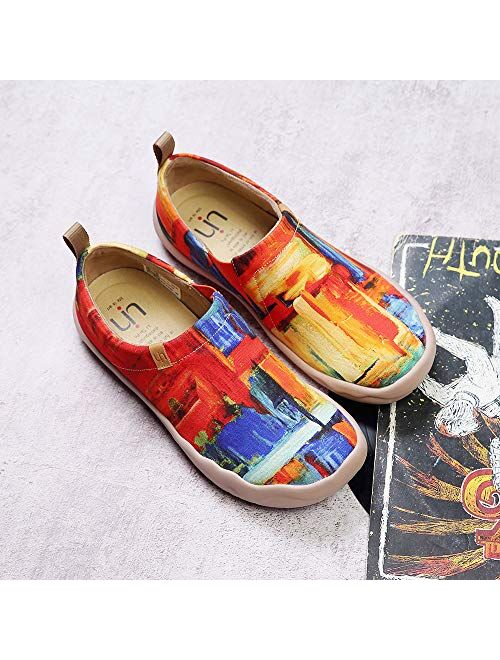 UIN Flats Canvas Casual Walking Lightweight Slip Ons Colorful Sneakers