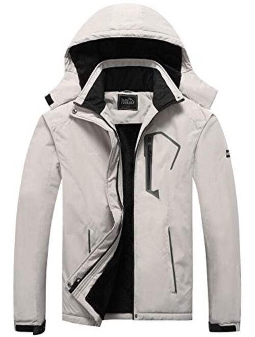 Pooluly Men's Ski Jacket Warm Winter Waterproof Windbreaker Hooded Raincoat Snowboarding Jackets