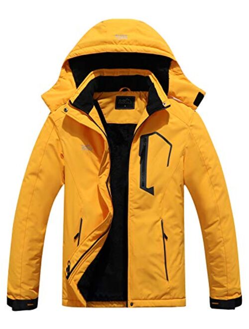 Pooluly Men's Ski Jacket Warm Winter Waterproof Windbreaker Hooded Raincoat Snowboarding Jackets