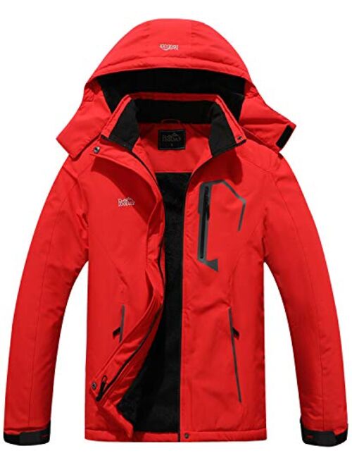 Pooluly Men's Ski Jacket Warm Winter Waterproof Windbreaker Hooded Raincoat Snowboarding Jackets