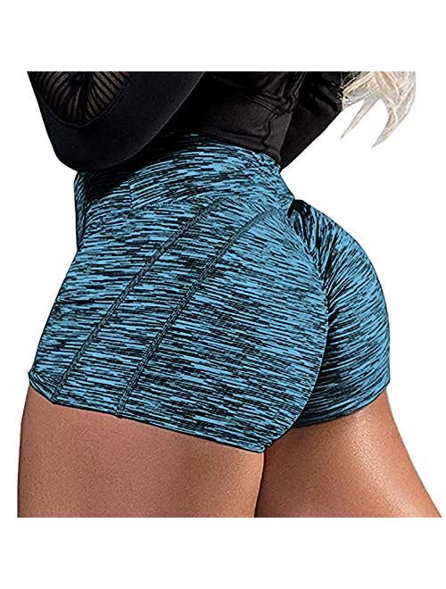 Women Yoga Shorts Ruched Booty High Waisted Gym Workout Shorts Butt Lifting  Hot Pants