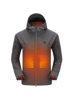 DEWBU Heated Jacket with 7.4V Battery Pack Winter Outdoor Soft Shell Electric Heating Coat