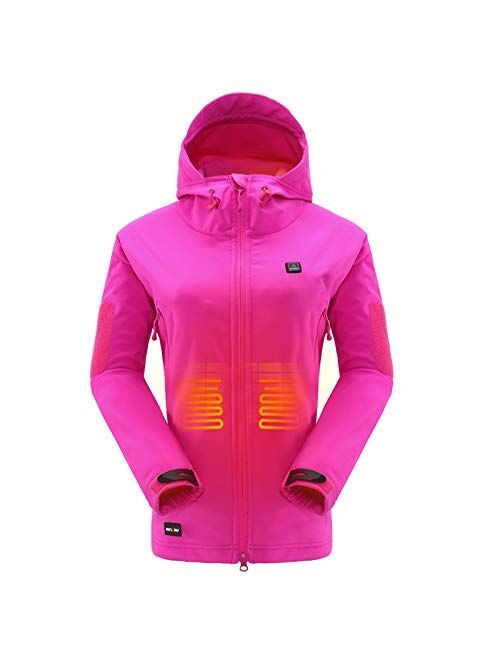 DEWBU Heated Jacket with 7.4V Battery Pack Winter Outdoor Soft Shell Electric Heating Coat