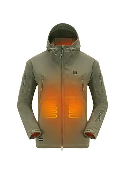 DEWBU Heated Jacket with 7.4V Battery Pack Winter Outdoor Soft Shell Electric Heating Coat