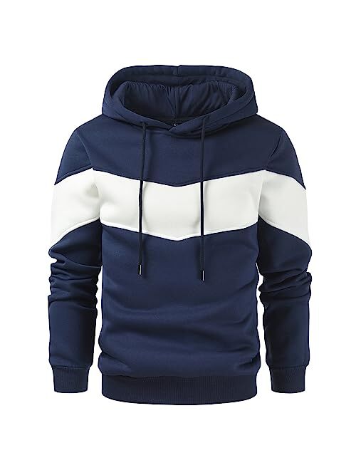 Gesean Men's Novelty Color Block Pullover Fleece Hoodie Long Sleeve Casual Sweatshirt with Pocket