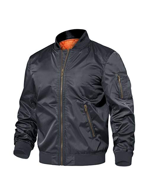 TACVASEN Men's Jackets-Windproof Bomber Jacket Full Zip Winter Warm Padded Coats Outwear