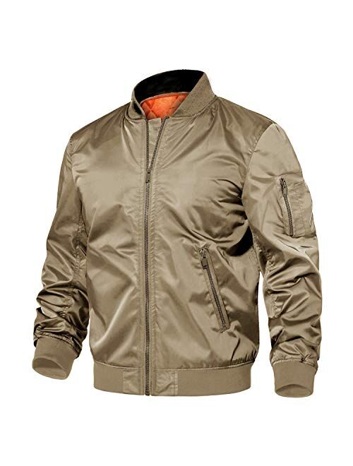 TACVASEN Men's Jackets-Windproof Bomber Jacket Full Zip Winter Warm Padded Coats Outwear