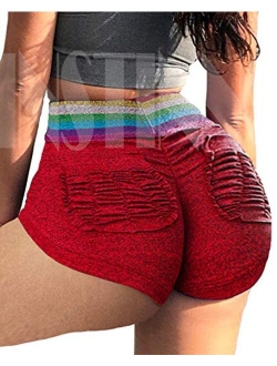 INSTINNCT Womens High Waist Yoga Shorts Scrunch Butt Lifting Sports Gym Workout Running Hot Pants