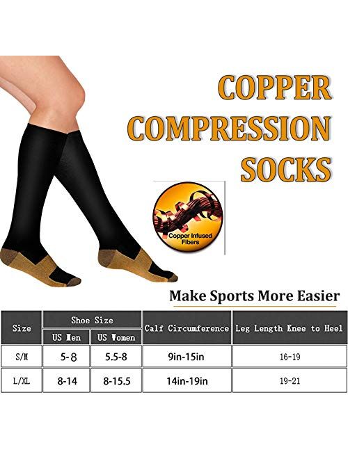 3 Pack Copper Compression Socks - Compression Socks Women & Men - Best for Medical,Circulation,Running,Athletic