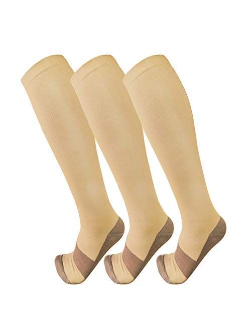 3 Pack Copper Compression Socks - Compression Socks Women & Men - Best for Medical,Circulation,Running,Athletic