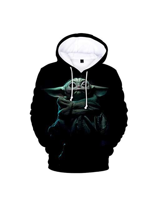 ForeverShine JNFCO Baby Yoda 3D Printed Long Sleeve Hoodies,Men and Women Pullover Sweatshirt with Pocket