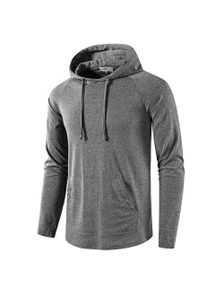 SIR7 Men's Gym Workout Active Long Sleeve Pullover Lightweight Hoodie Casual Hooded Sweatshirts