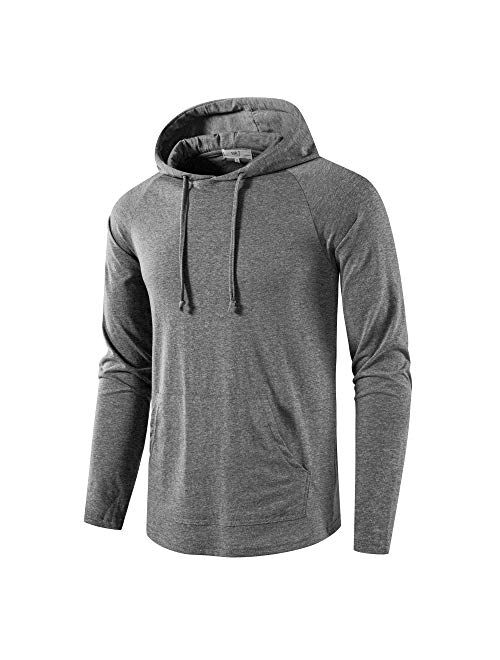 SIR7 Men's Gym Workout Active Long Sleeve Pullover Lightweight Hoodie Casual Hooded Sweatshirts