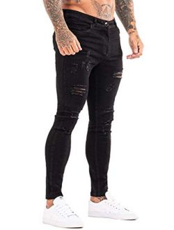 Men's Skinny Jeans Stretch Ripped Tapered Leg