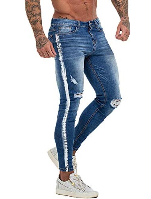 GINGTTO Men's Skinny Jeans Stretch Ripped Tapered Leg