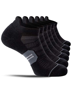 CelerSport 6 Pack Men's Running Ankle Socks with Cushion, Low Cut Athletic Tab Socks