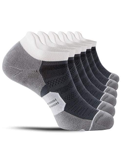 CelerSport 6 Pack Men's Running Ankle Socks with Cushion, Low Cut Athletic Tab Socks