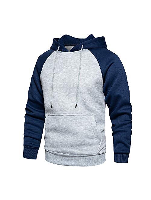 TOLOER Men's Hoodies Pullover Casual Solid Color Sports Outwear Sweatshirts