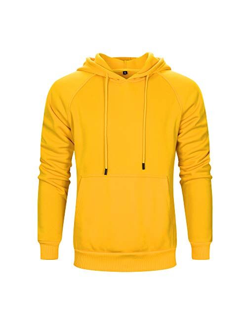 TOLOER Men's Hoodies Pullover Casual Solid Color Sports Outwear Sweatshirts