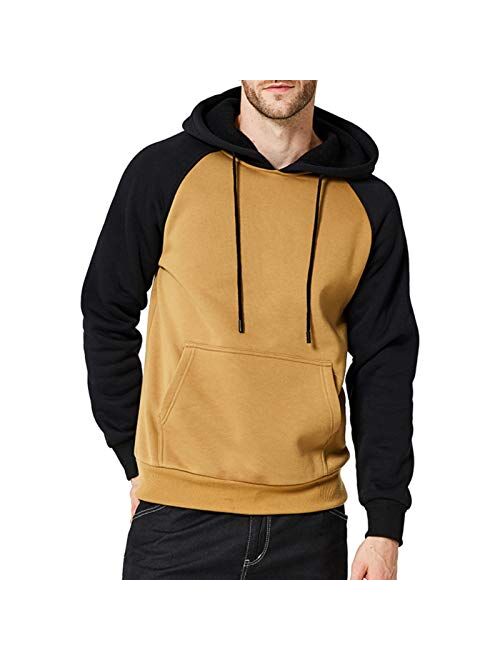 TOLOER Men's Hoodies Pullover Casual Solid Color Sports Outwear Sweatshirts