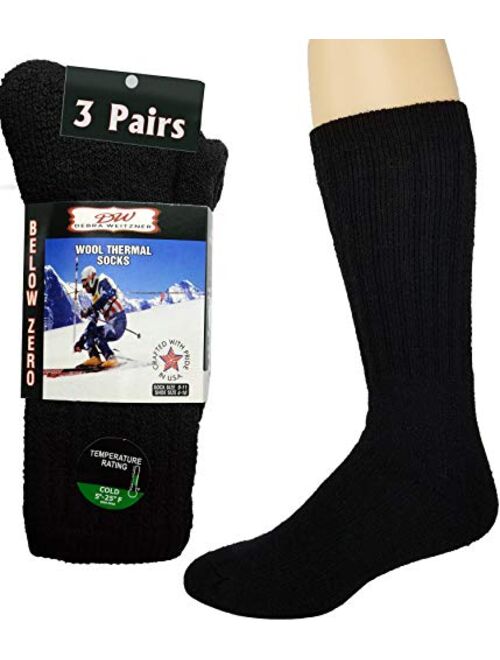 Merino Wool Thermal Socks For Men and Women - Cold Weather Extra-Warm Winter Boot Socks by Debra Weitzner (3 Pairs)