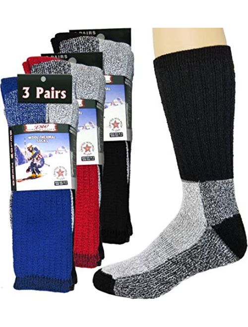 Merino Wool Thermal Socks For Men and Women - Cold Weather Extra-Warm Winter Boot Socks by Debra Weitzner (3 Pairs)