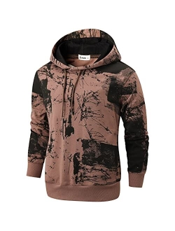 KLIEGOU Mens Tie-Dye Pullover Hooded Sweatshirt