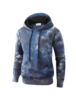 KLIEGOU Mens Tie-Dye Pullover Hooded Sweatshirt