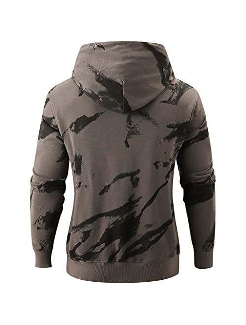 KLIEGOU Mens Tie-Dye Pullover Hooded Sweatshirt