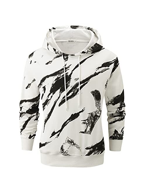 KLIEGOU Mens Tie-Dye Pullover Hooded Sweatshirt