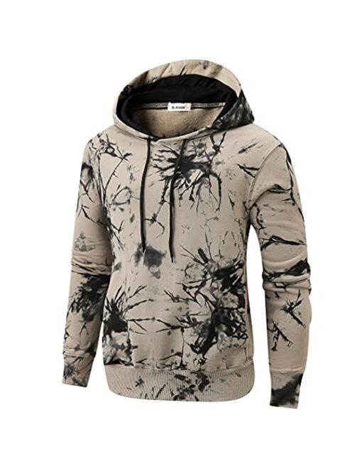 KLIEGOU Mens Tie-Dye Pullover Hooded Sweatshirt