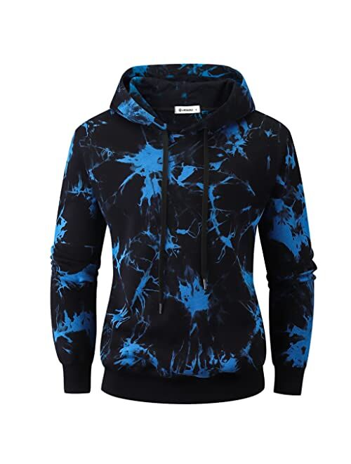 KLIEGOU Mens Tie-Dye Pullover Hooded Sweatshirt