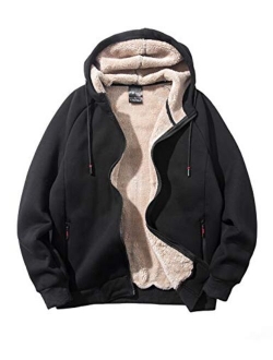 Gihuo Men's Winter Sherpa Lined Hoodie Zip Up Sweatshirt Warm Jacket