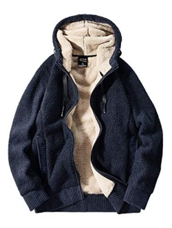 Gihuo Men's Winter Sherpa Lined Hoodie Zip Up Sweatshirt Warm Jacket