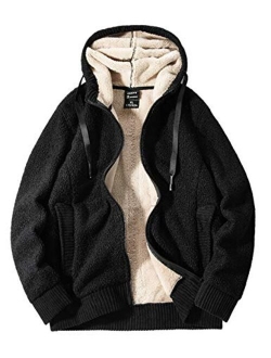 Gihuo Men's Winter Sherpa Lined Hoodie Zip Up Sweatshirt Warm Jacket