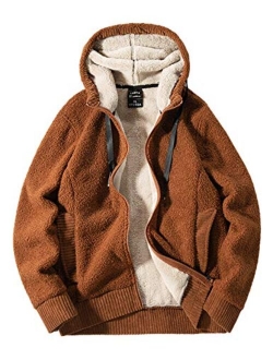 Gihuo Men's Winter Sherpa Lined Hoodie Zip Up Sweatshirt Warm Jacket