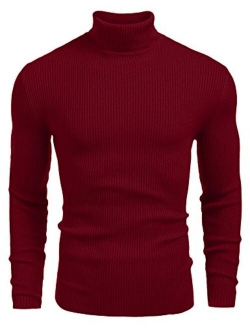 Mens Ribbed Slim Fit Knitted Pullover Turtleneck Sweater