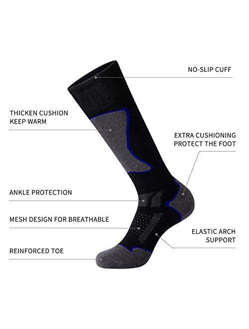 CelerSport 2 Pack Men's Ski Socks for Skiing, Snowboarding, Cold Weather, Winter Performance Socks